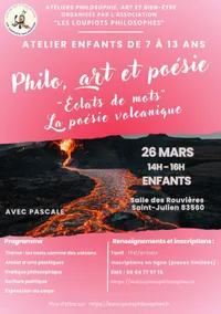 Affiche annonçant l’atelier “Poésie volcanique”, mars 2025